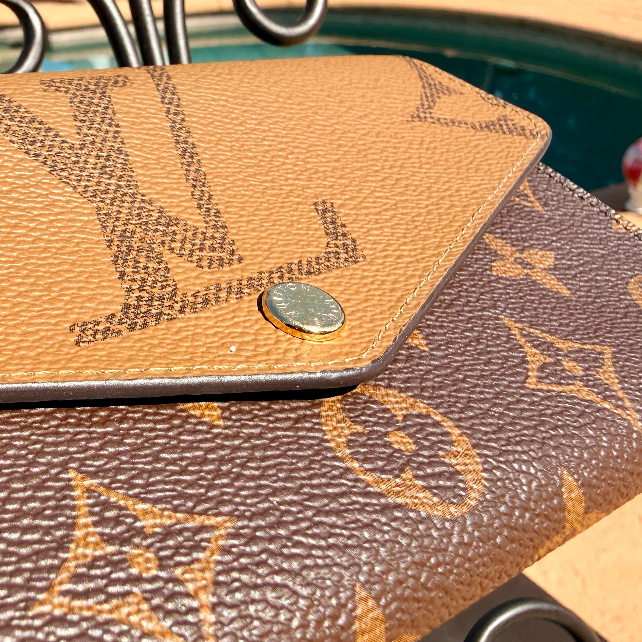 Louis Vuitton Monogram and Monogram Reverse Giant Canvas Sarah Wallet