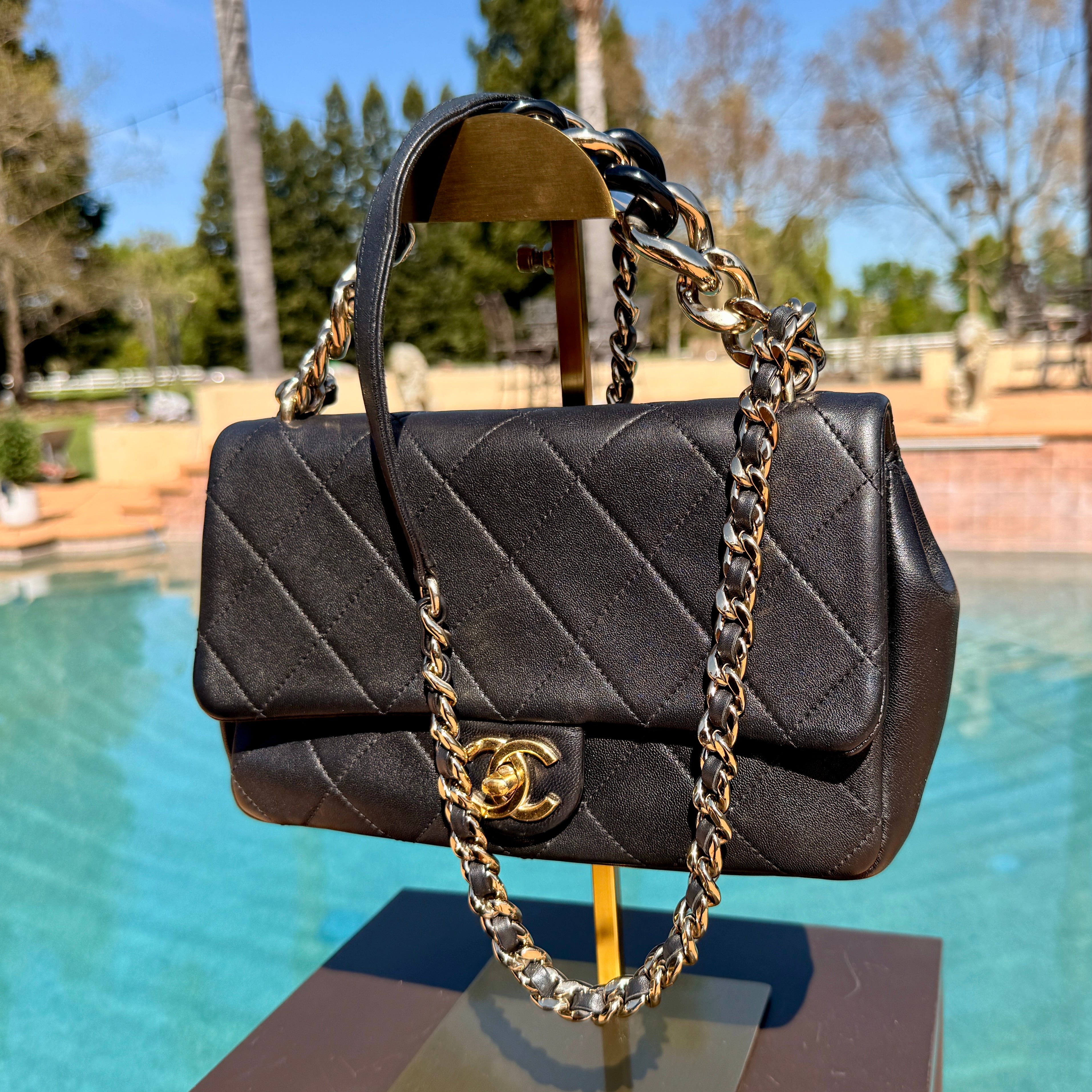 Chanel Black Quilted CC Funky Town Flap