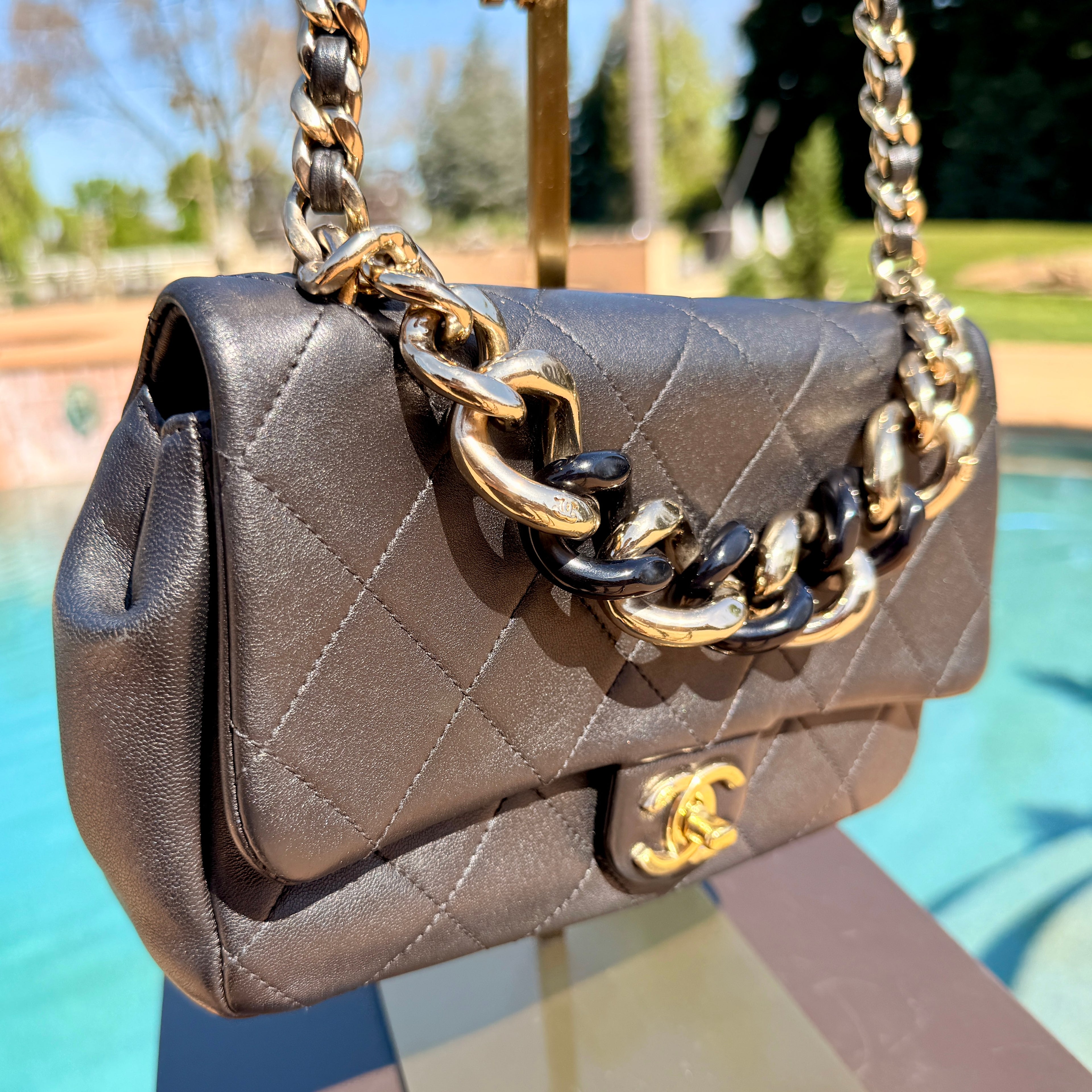 Chanel Black Quilted CC Funky Town Flap