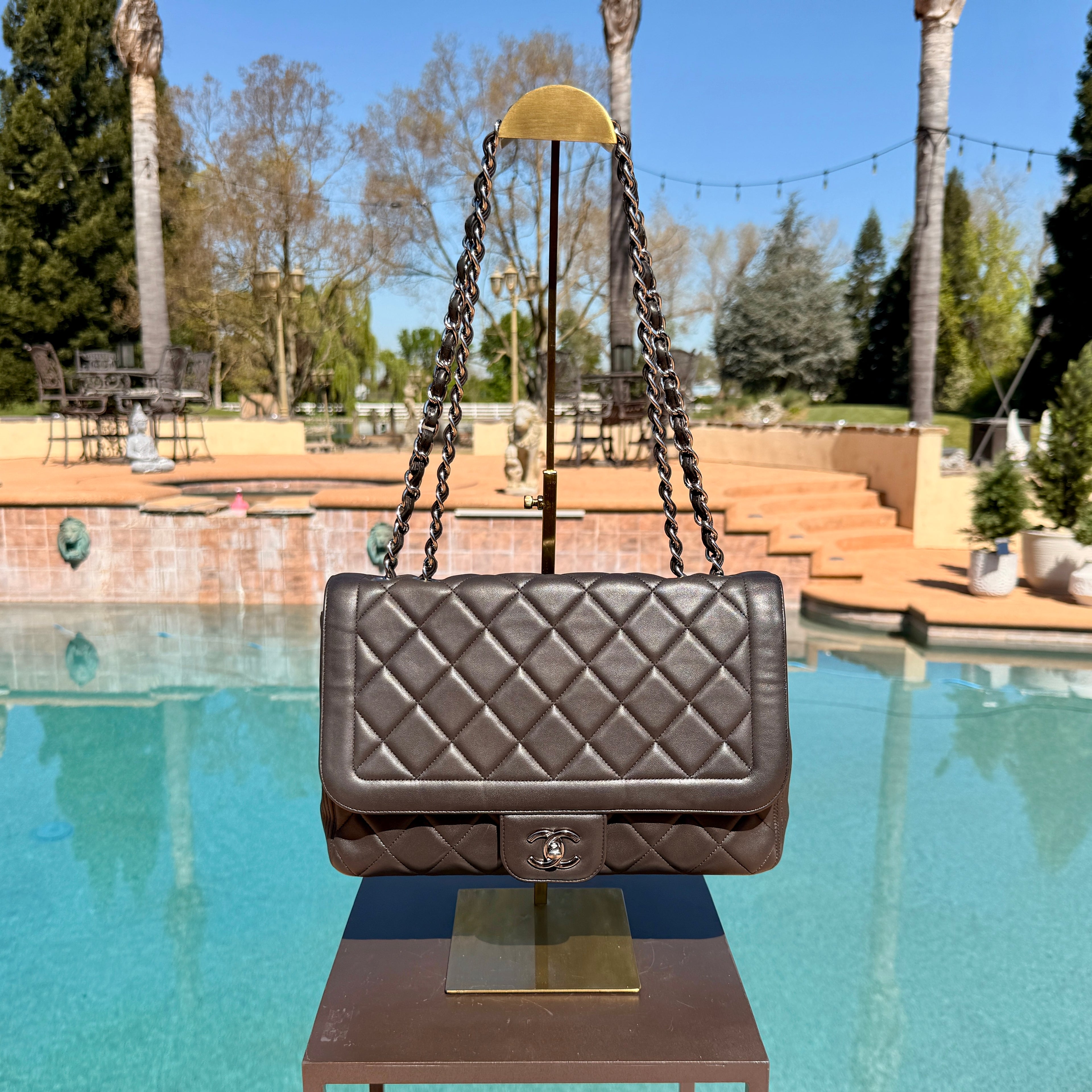 Chanel Limited Edition Crossbody Black and Silver Jumbo