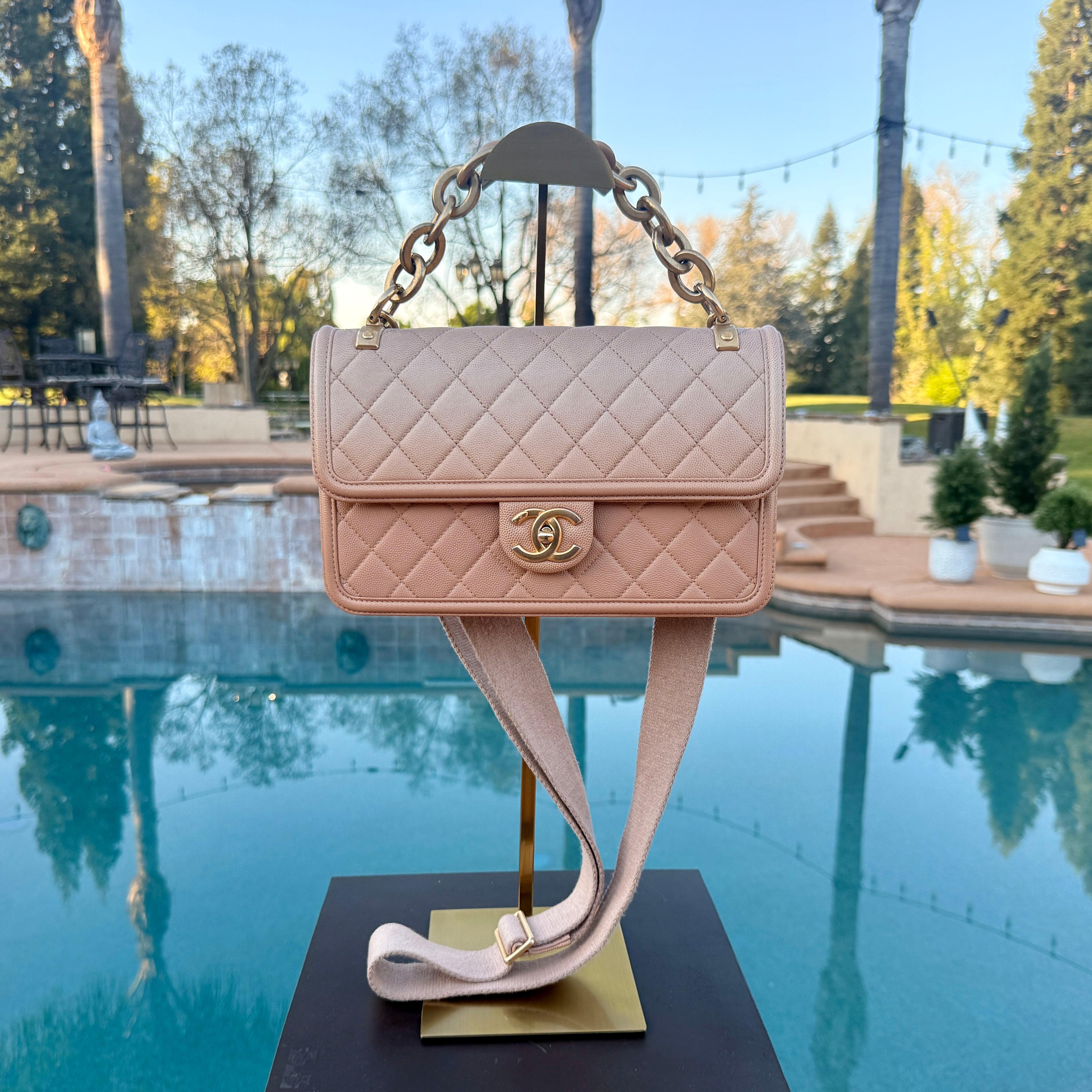 Chanel Crossbody Sunset on the Sea with Guitar Strap and Gold Hardware