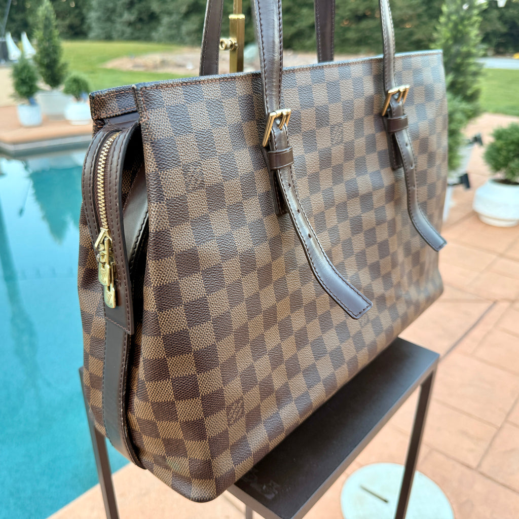Louis Vuitton Damier Ebene Shoulder bag with Gold Hardware Large