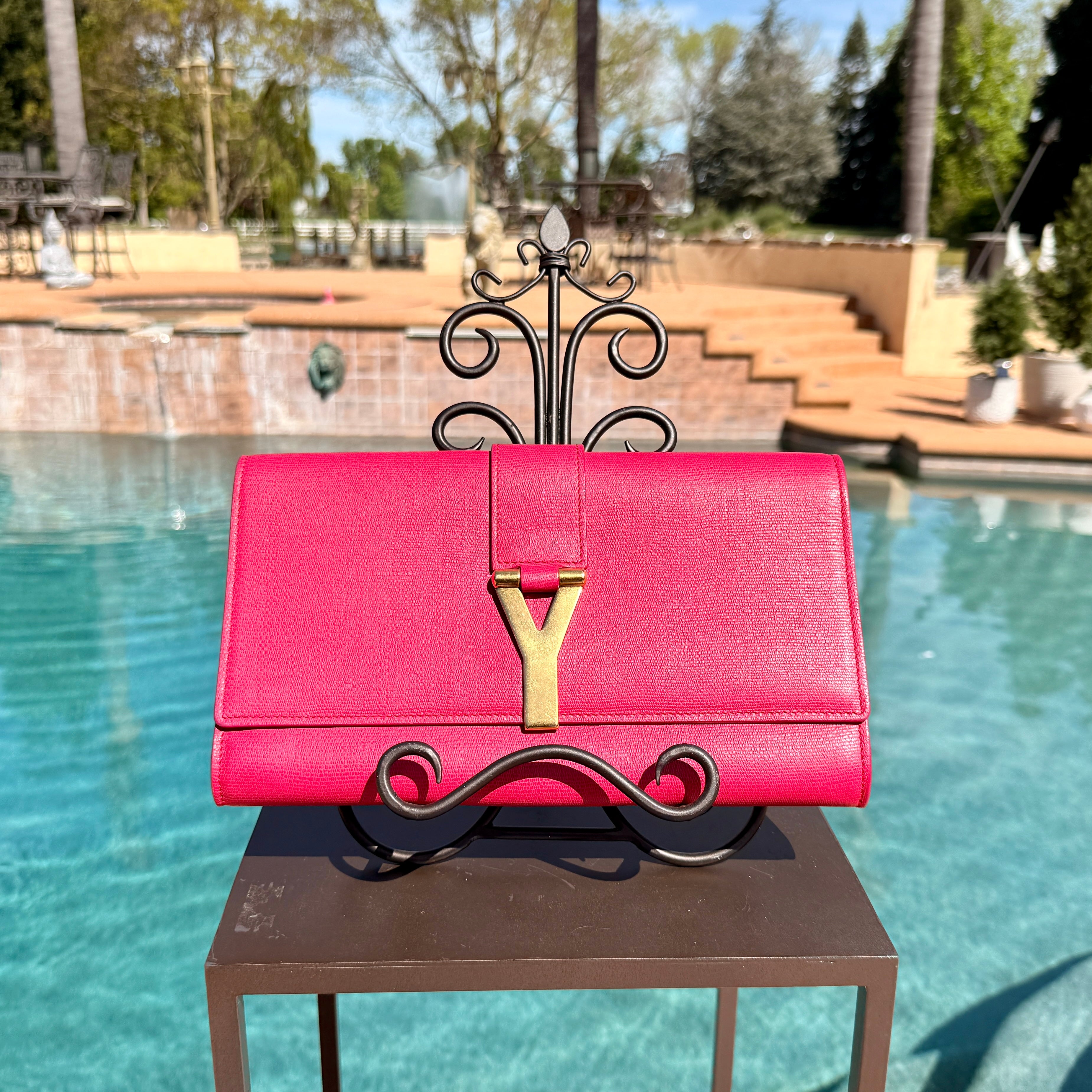 Yves Saint Laurent Clutch with Gold Hardware