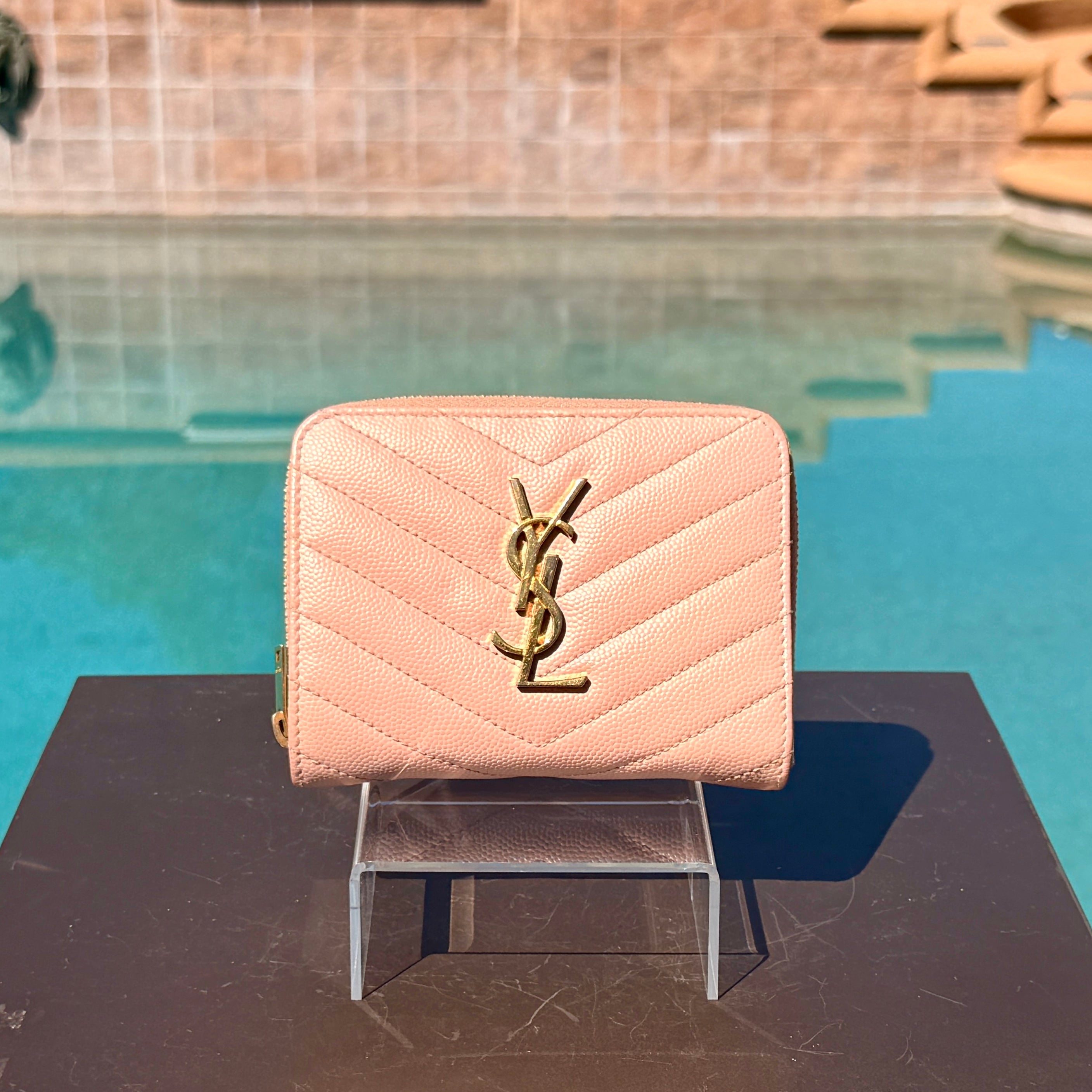 Yves Saint Laurent Compact Quilted Bifold Zipper Wallet