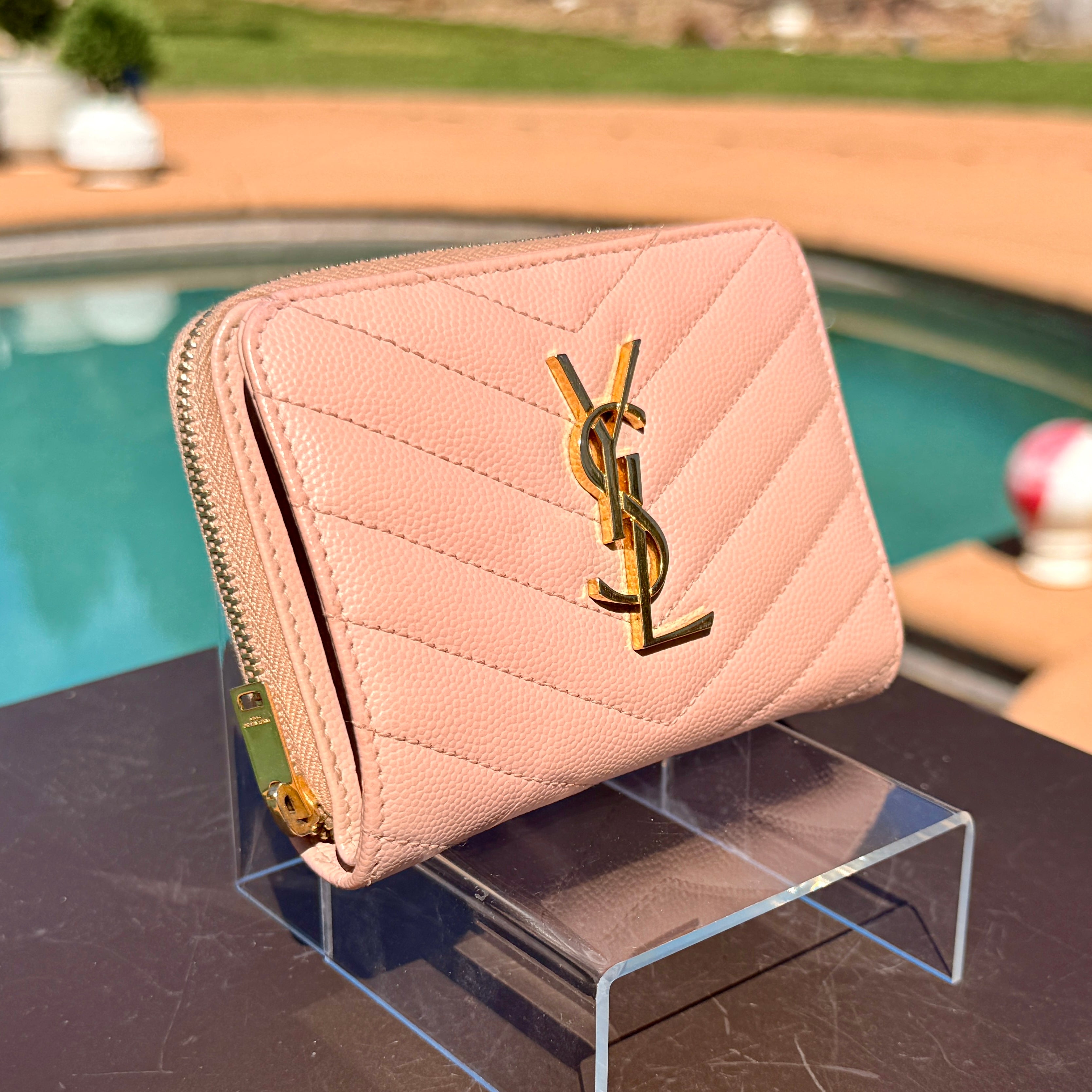 Yves Saint Laurent Compact Quilted Bifold Zipper Wallet