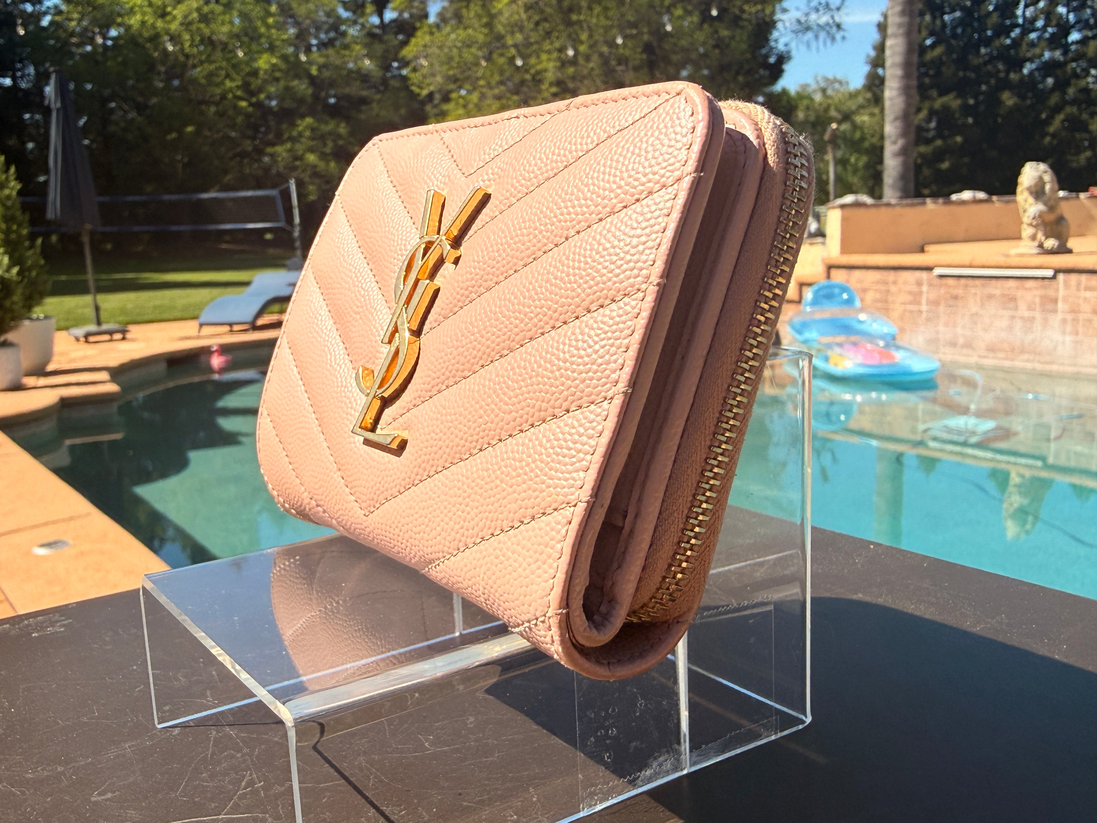 Yves Saint Laurent Compact Quilted Bifold Zipper Wallet