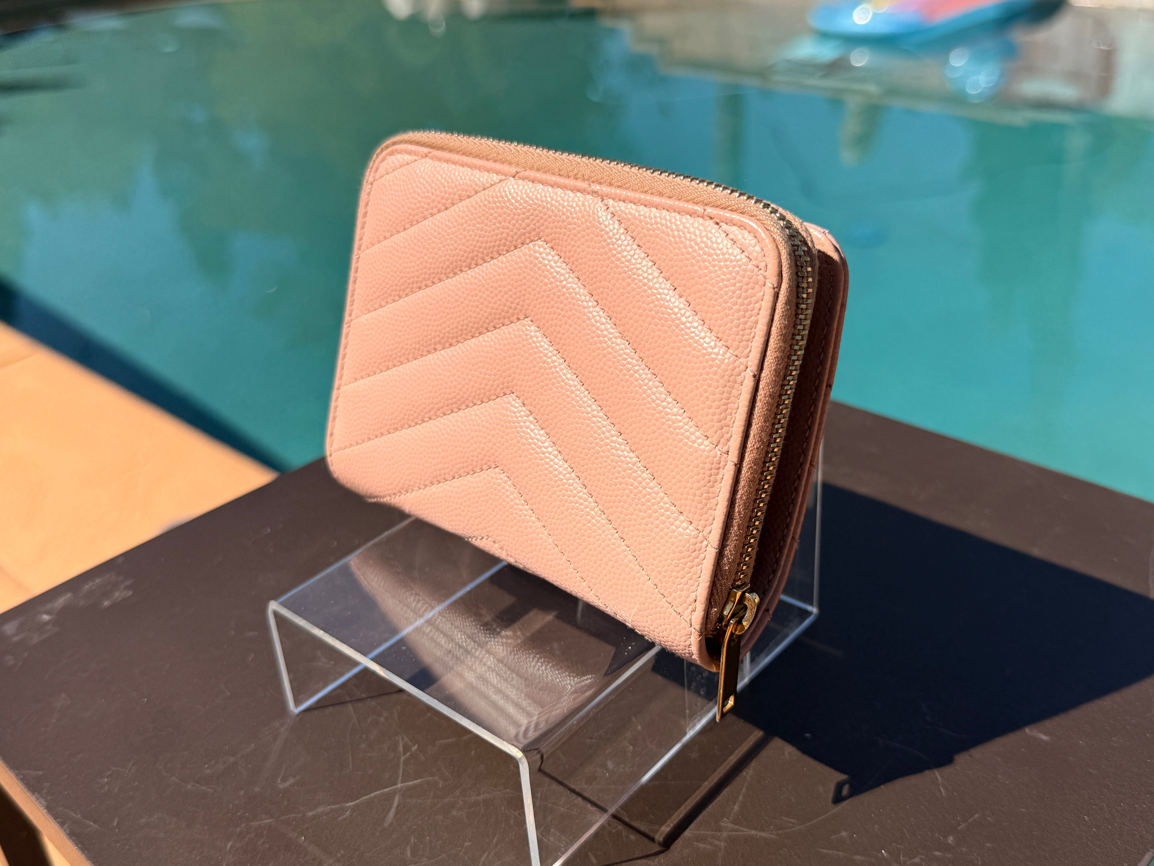 Yves Saint Laurent Compact Quilted Bifold Zipper Wallet