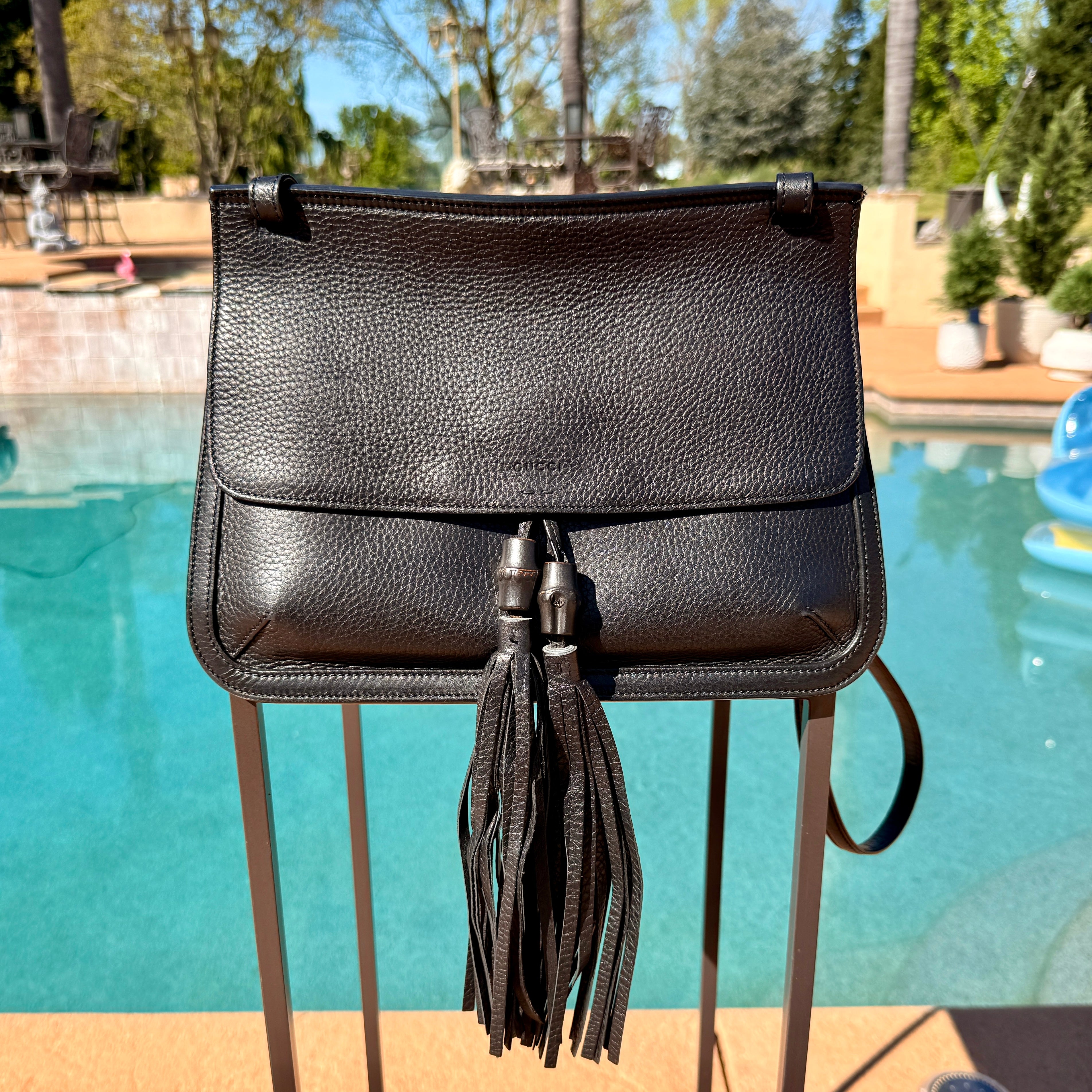 Gucci Leather Crossbody with Bamboo Tassel