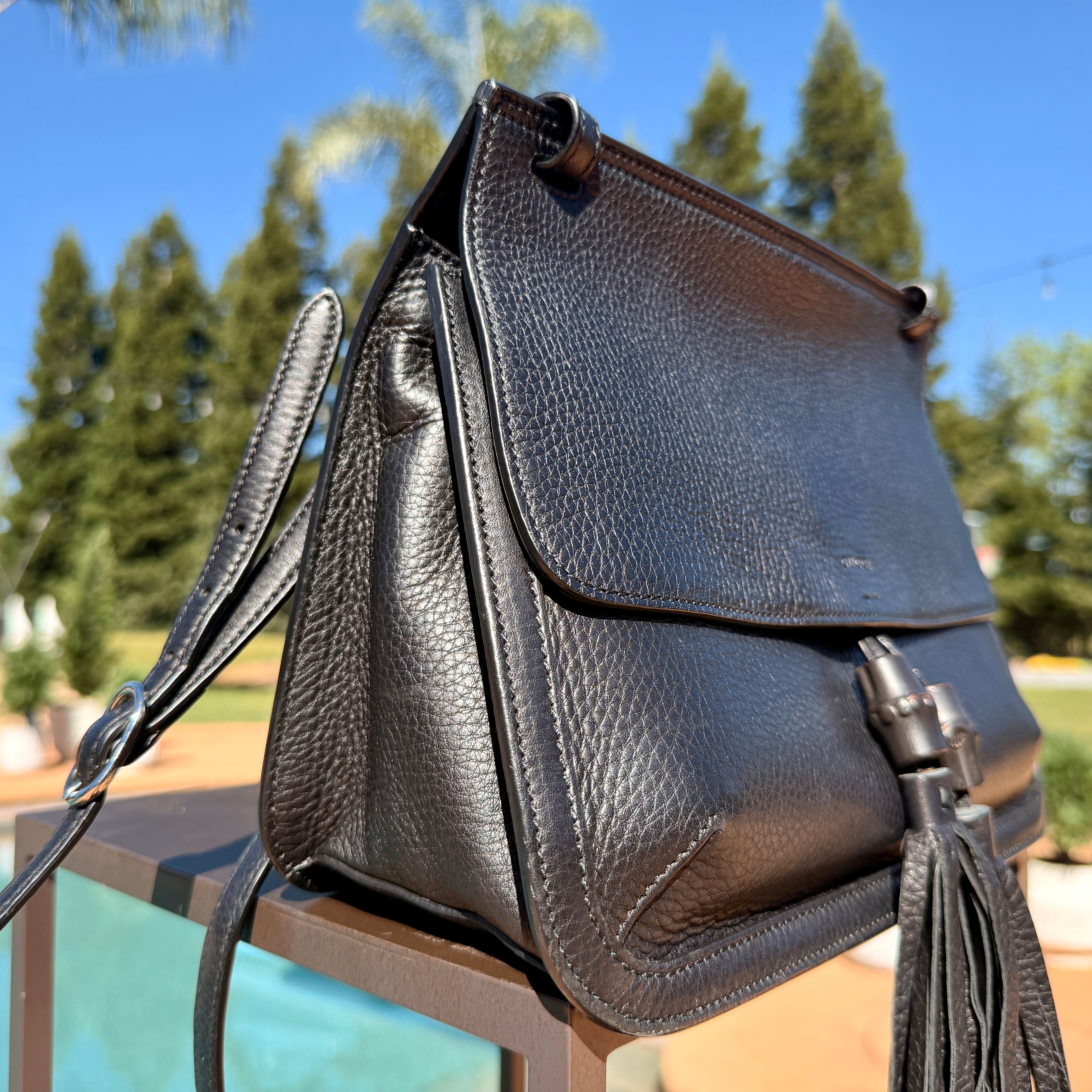 Gucci Leather Crossbody with Bamboo Tassel