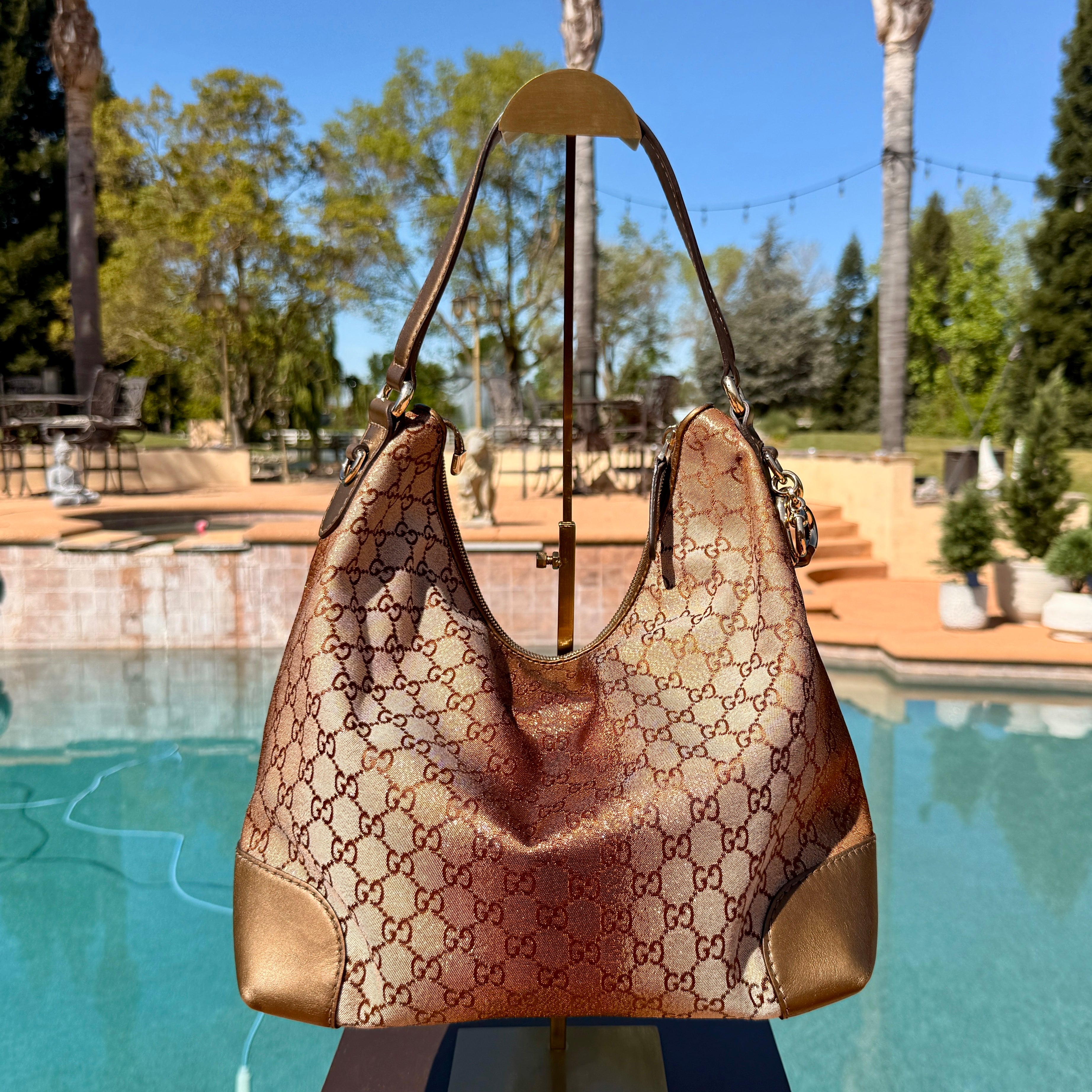 Gucci Metallic GG Canvas Hobo Shoulder Bag