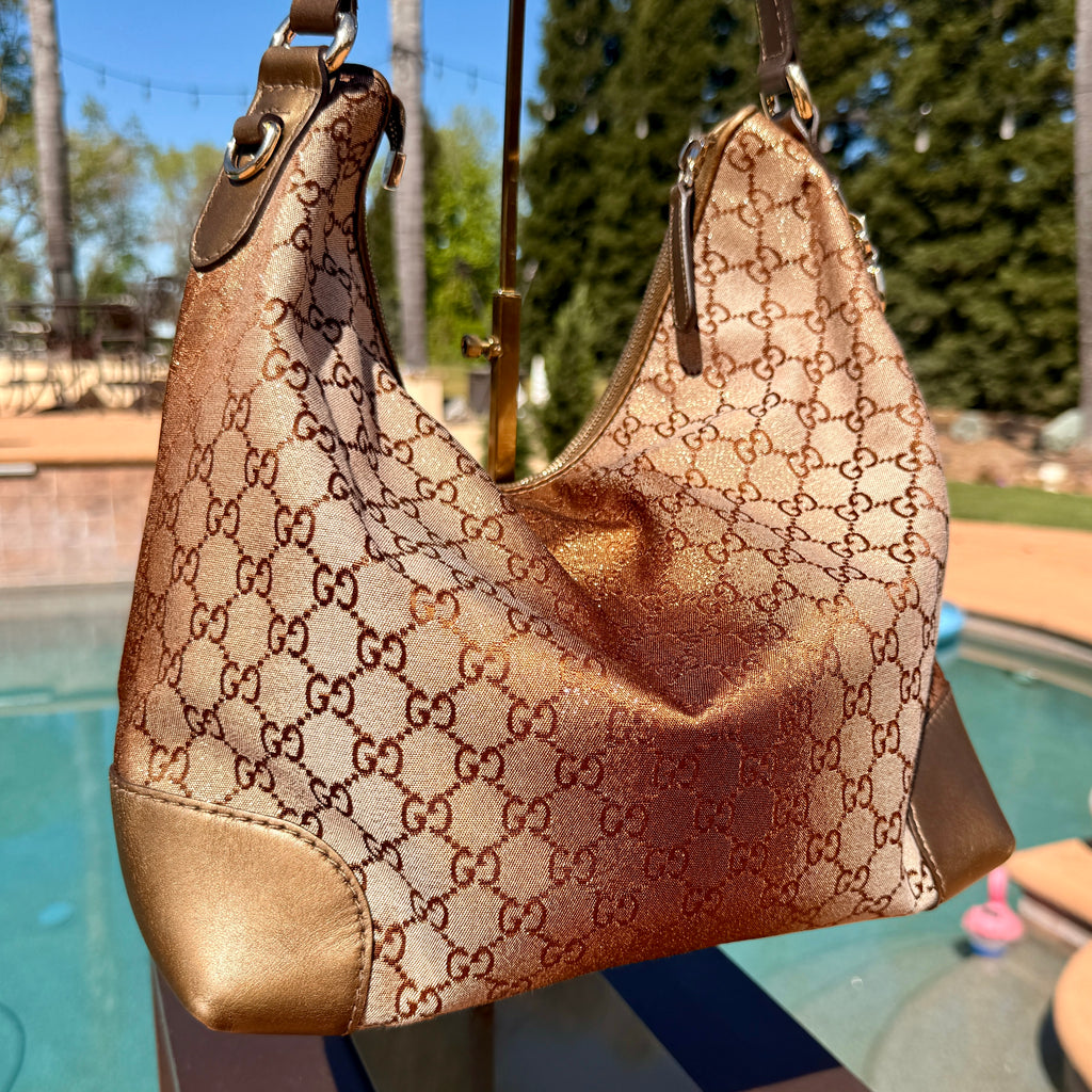 Gucci Metallic GG Canvas Hobo Shoulder Bag