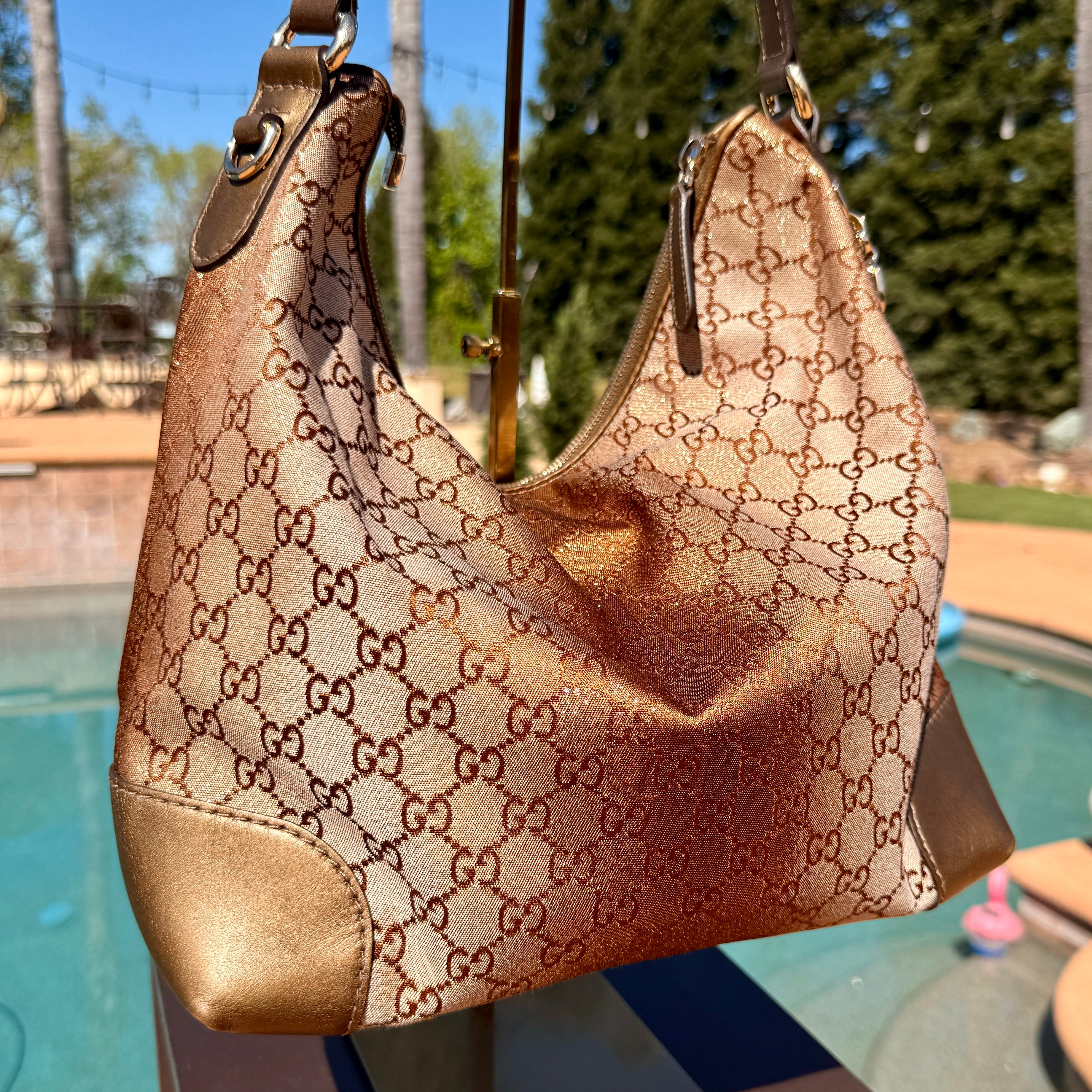 Gucci Metallic GG Canvas Hobo Shoulder Bag