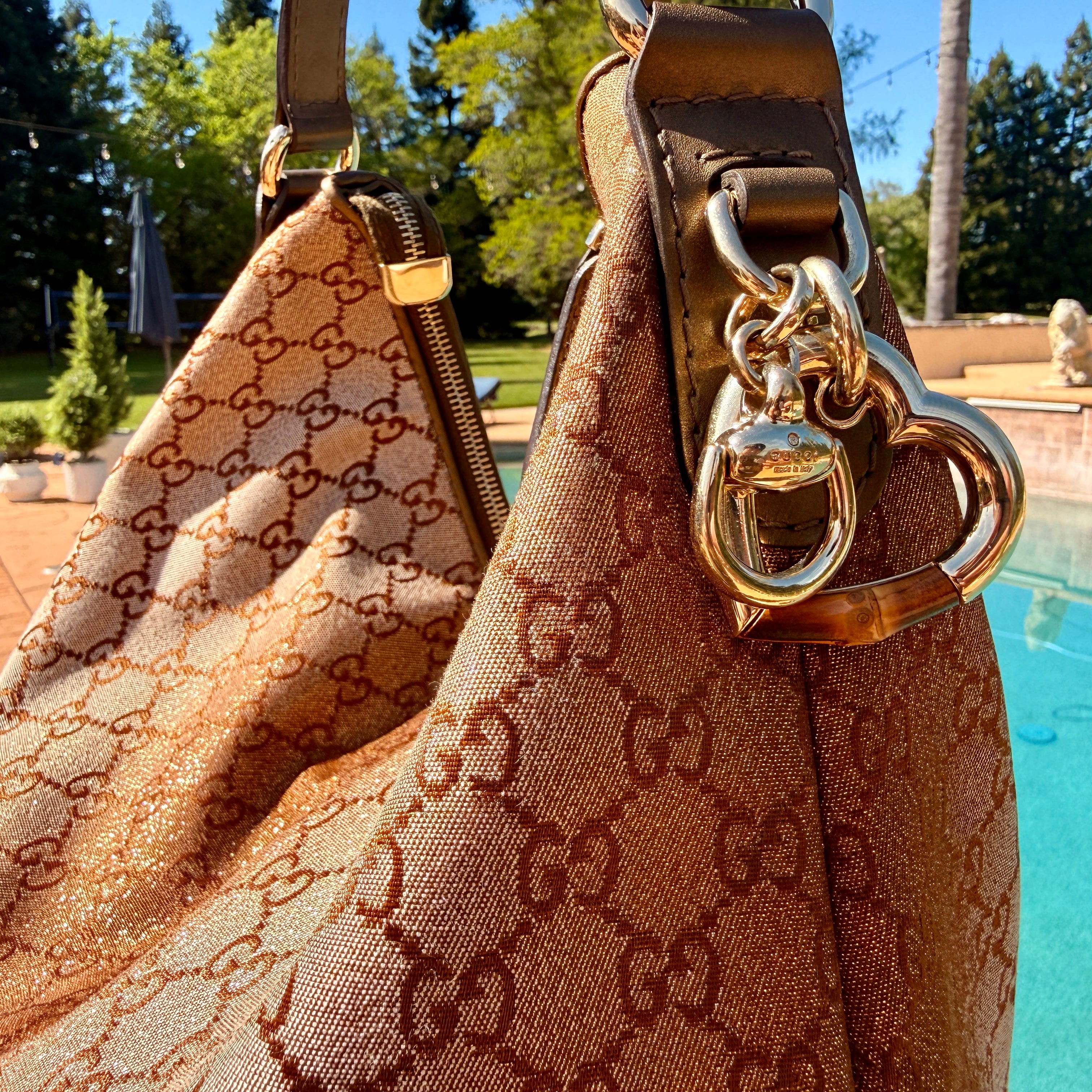 Gucci Metallic GG Canvas Hobo Shoulder Bag