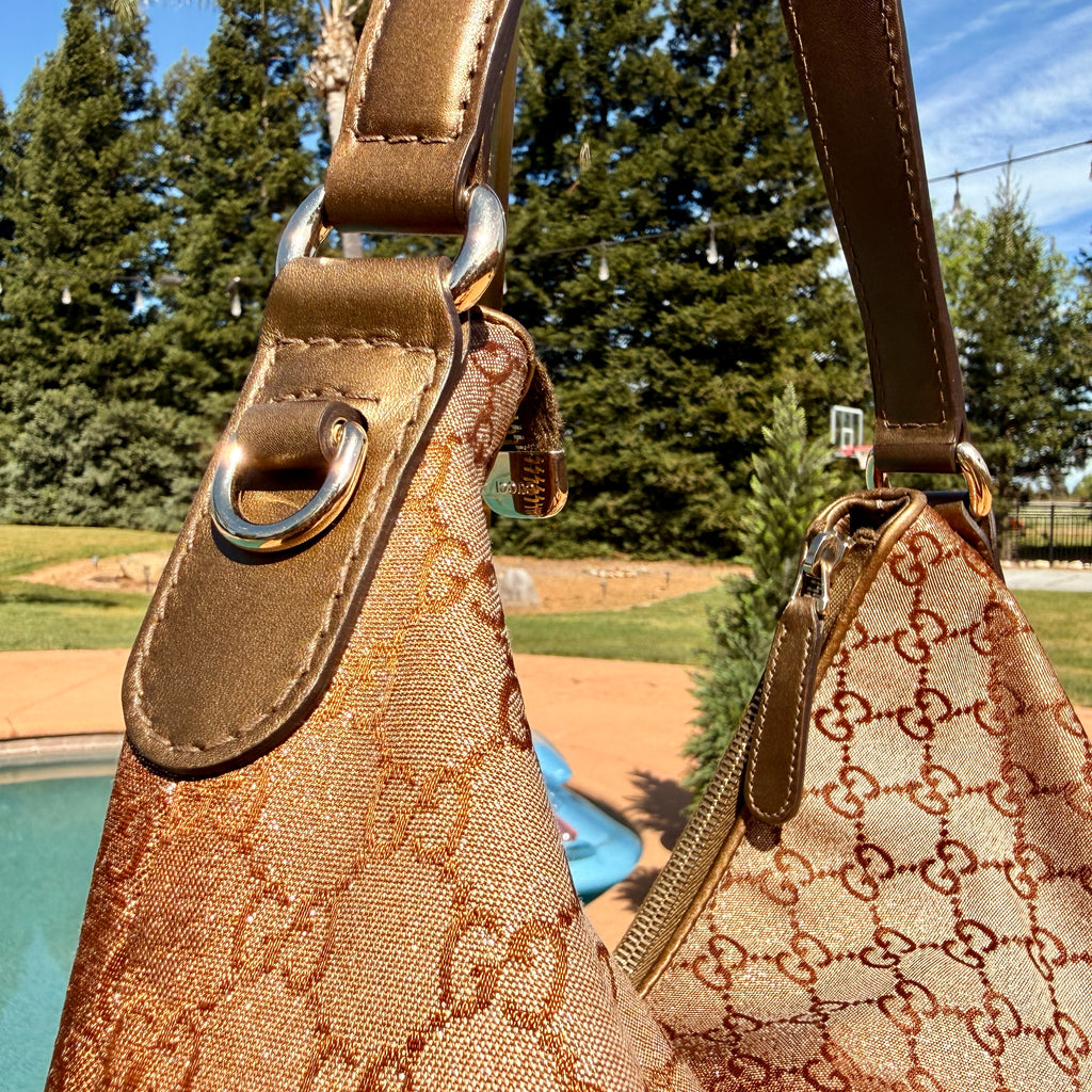 Gucci Metallic GG Canvas Hobo Shoulder Bag