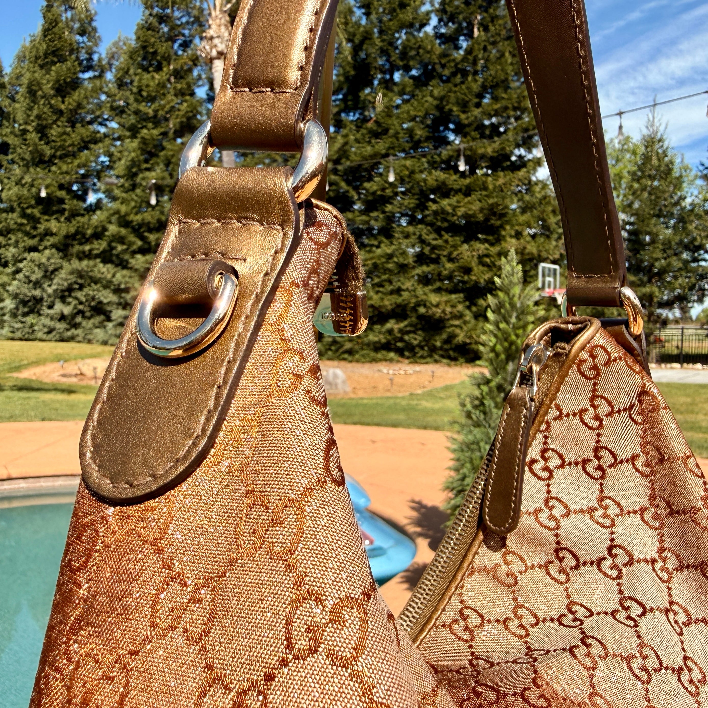 Gucci Metallic GG Canvas Hobo Shoulder Bag