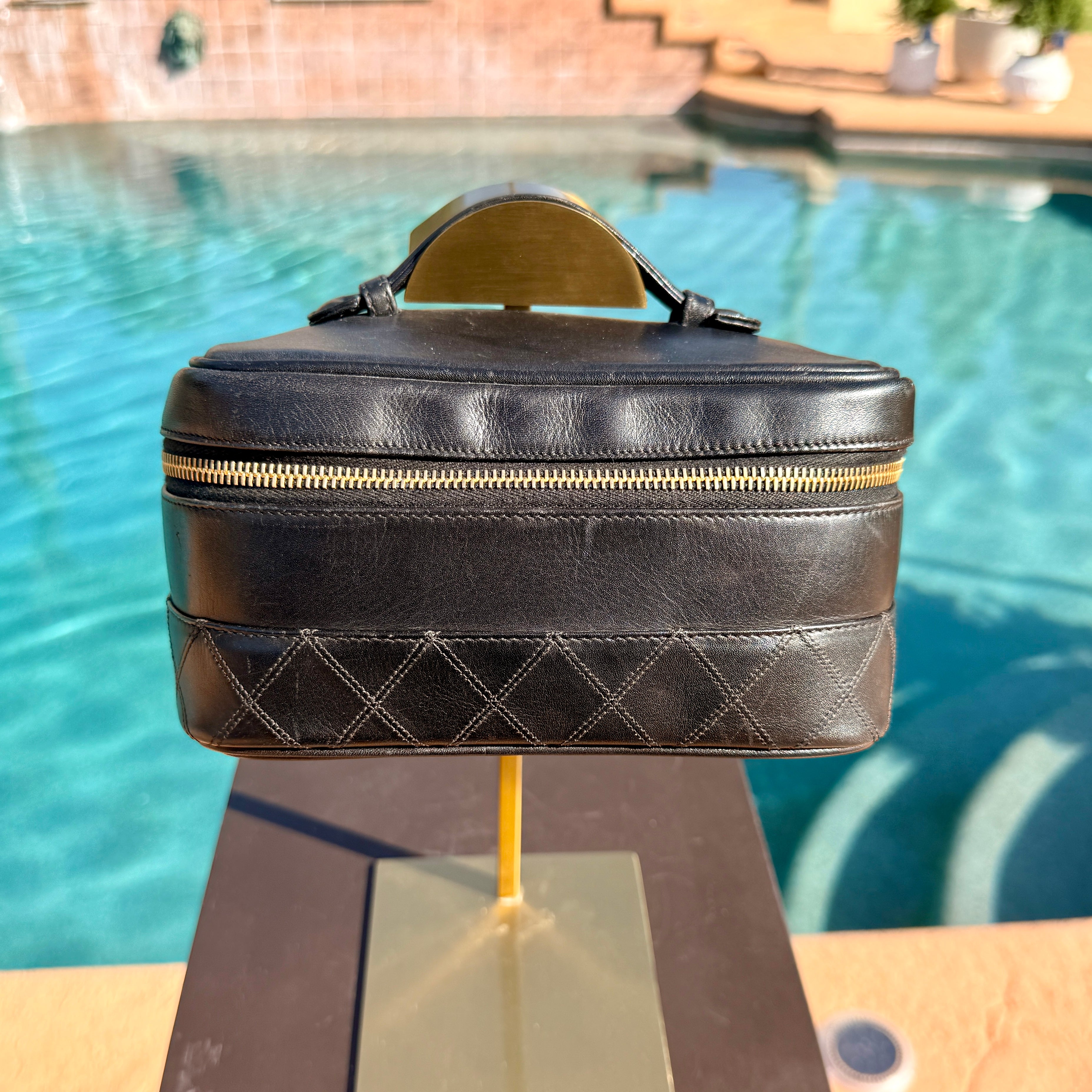 Chanel Small Bottom Quilted Vanity Case with Top Handle