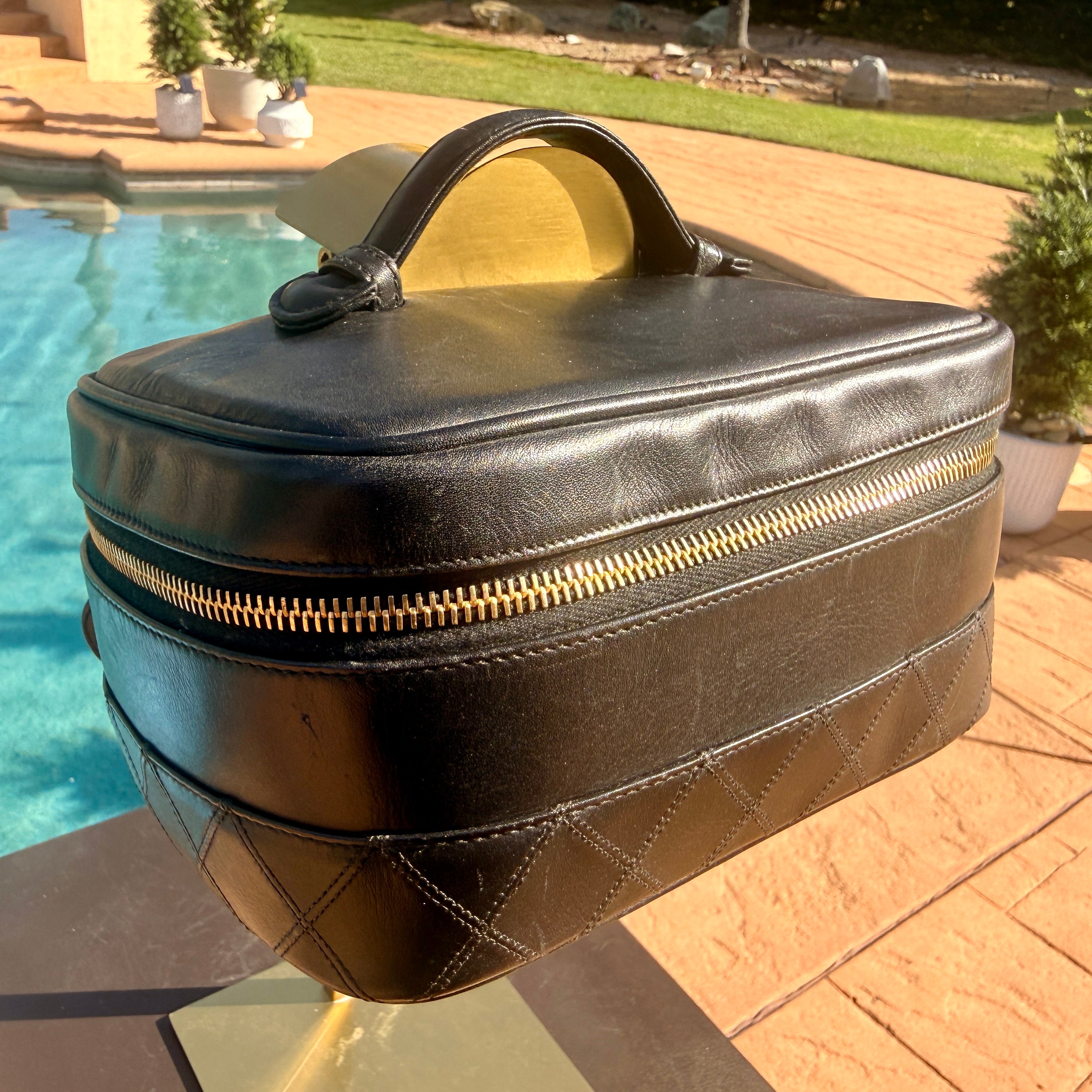 Chanel Small Bottom Quilted Vanity Case with Top Handle