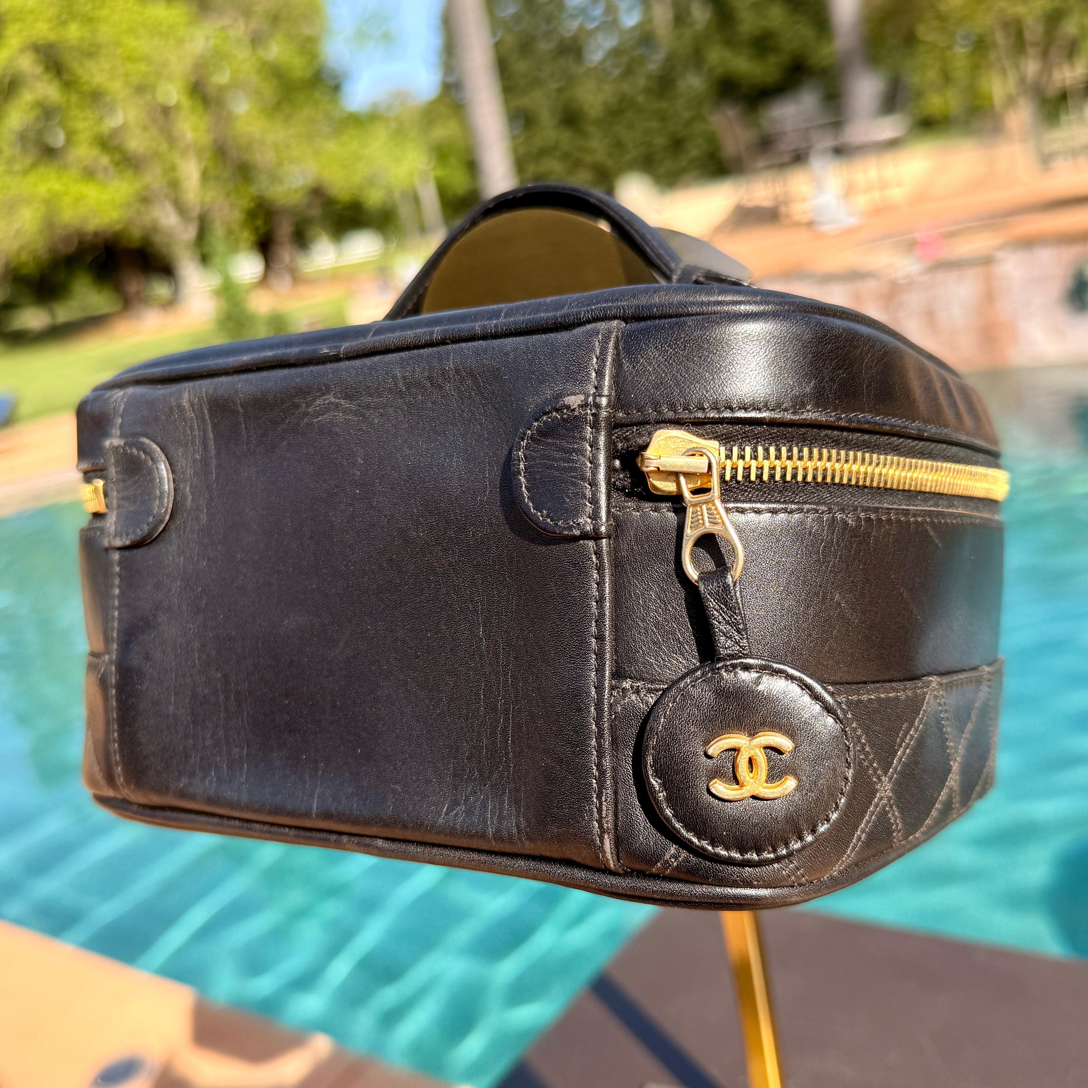 Chanel Small Bottom Quilted Vanity Case with Top Handle