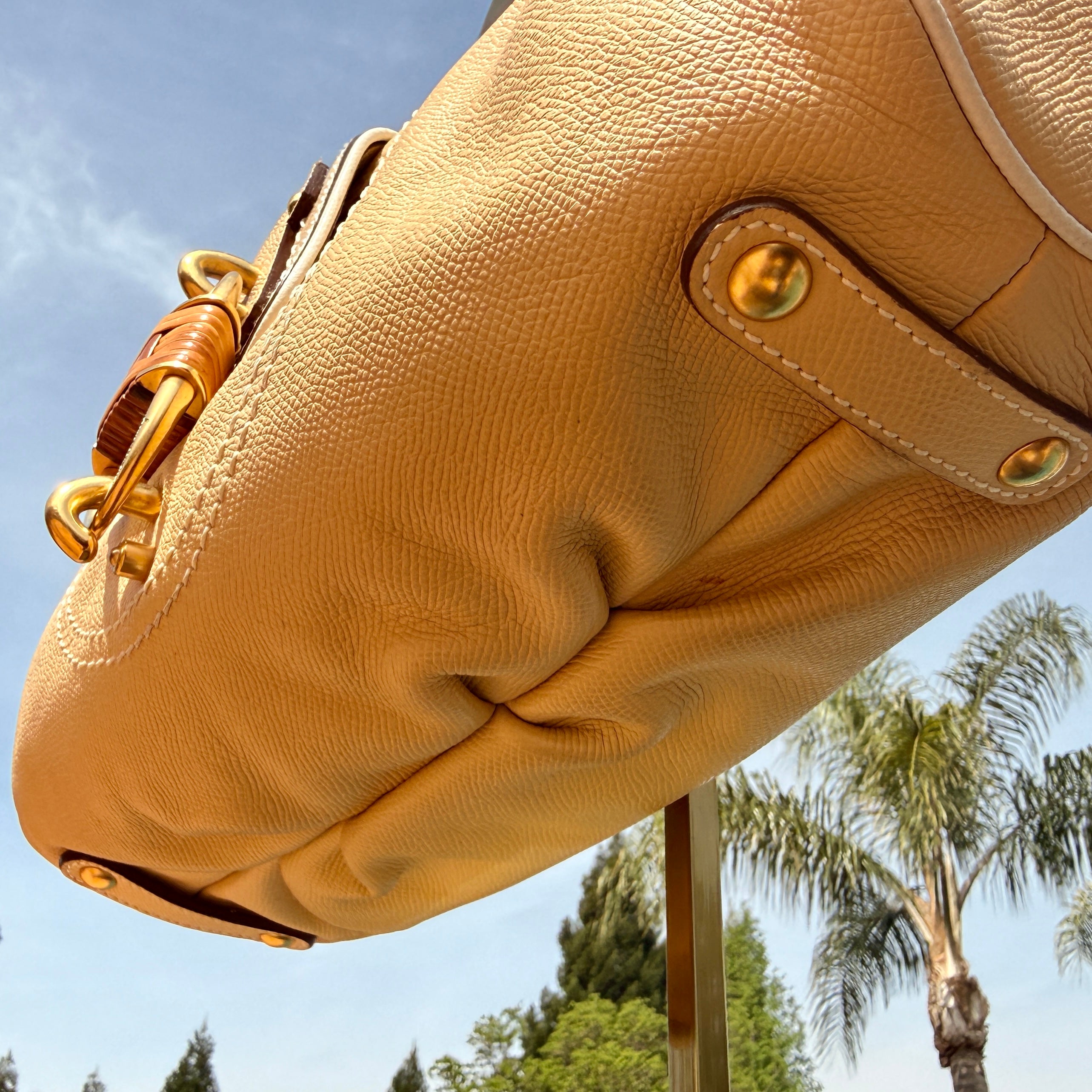 Salvatore Ferragamo Hobo Shoulder Bag with Large Double Lock and Gold Hardware