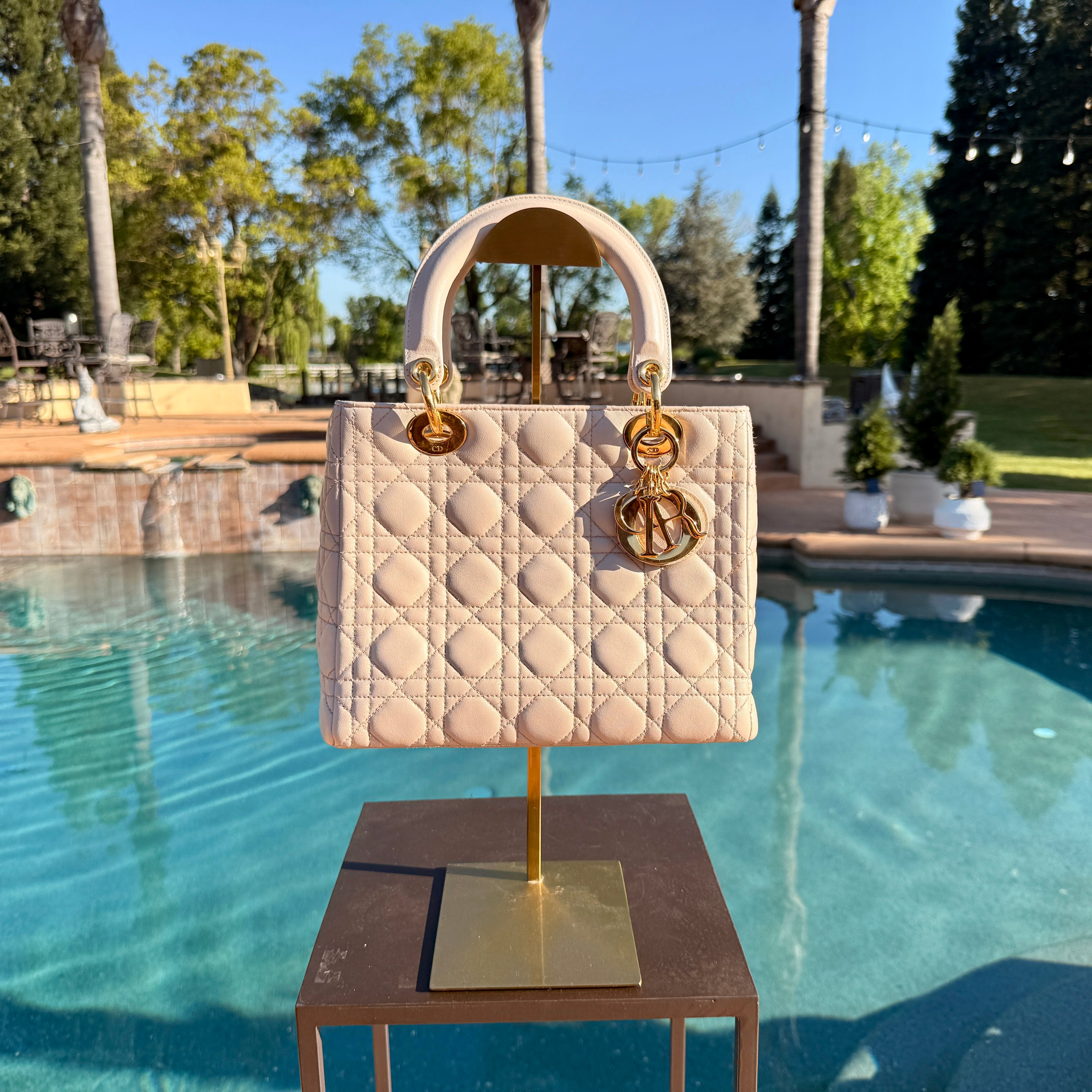 Christian Dior Crossbody Lady Dior Medium with Gold Hardware