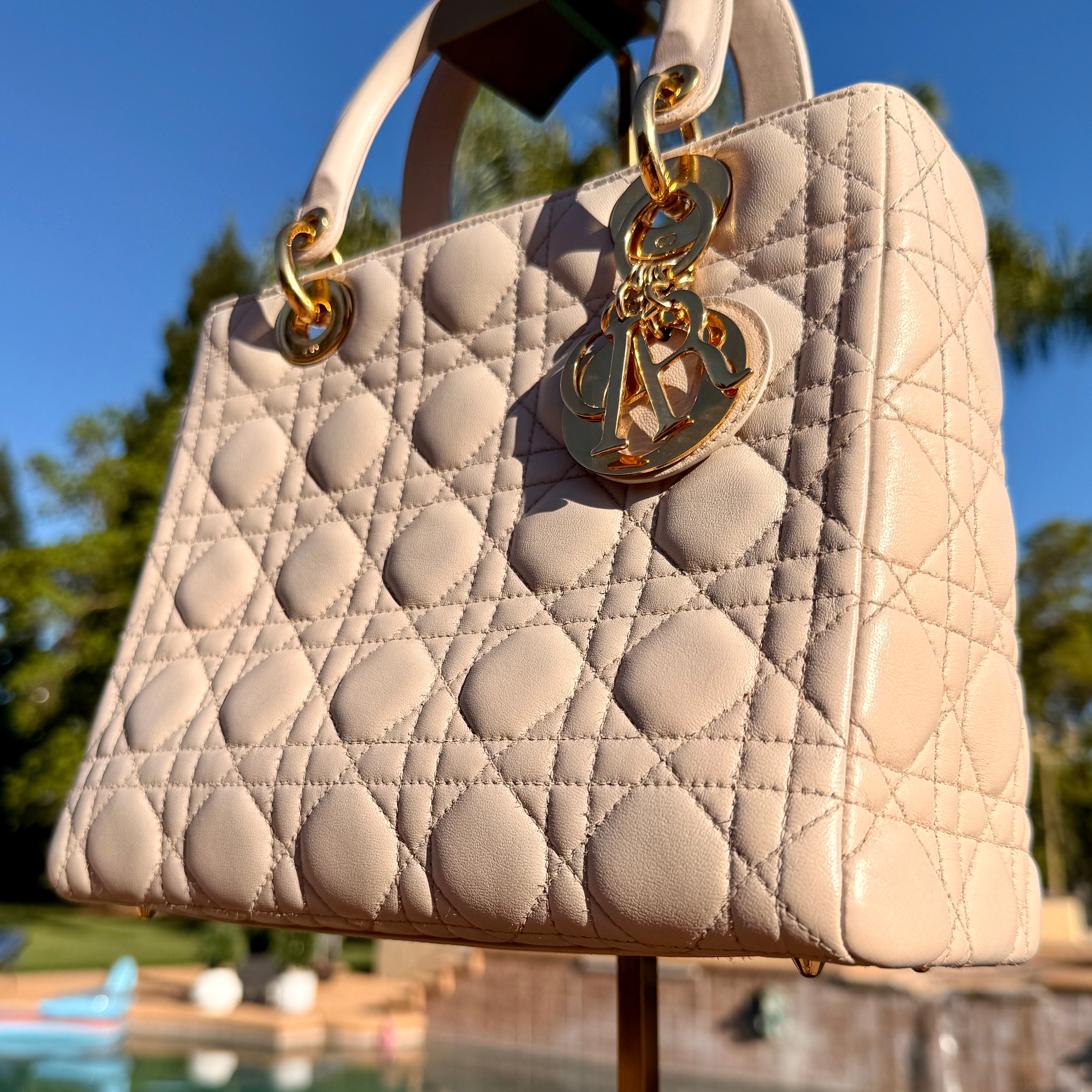 Christian Dior Crossbody Lady Dior Medium with Gold Hardware