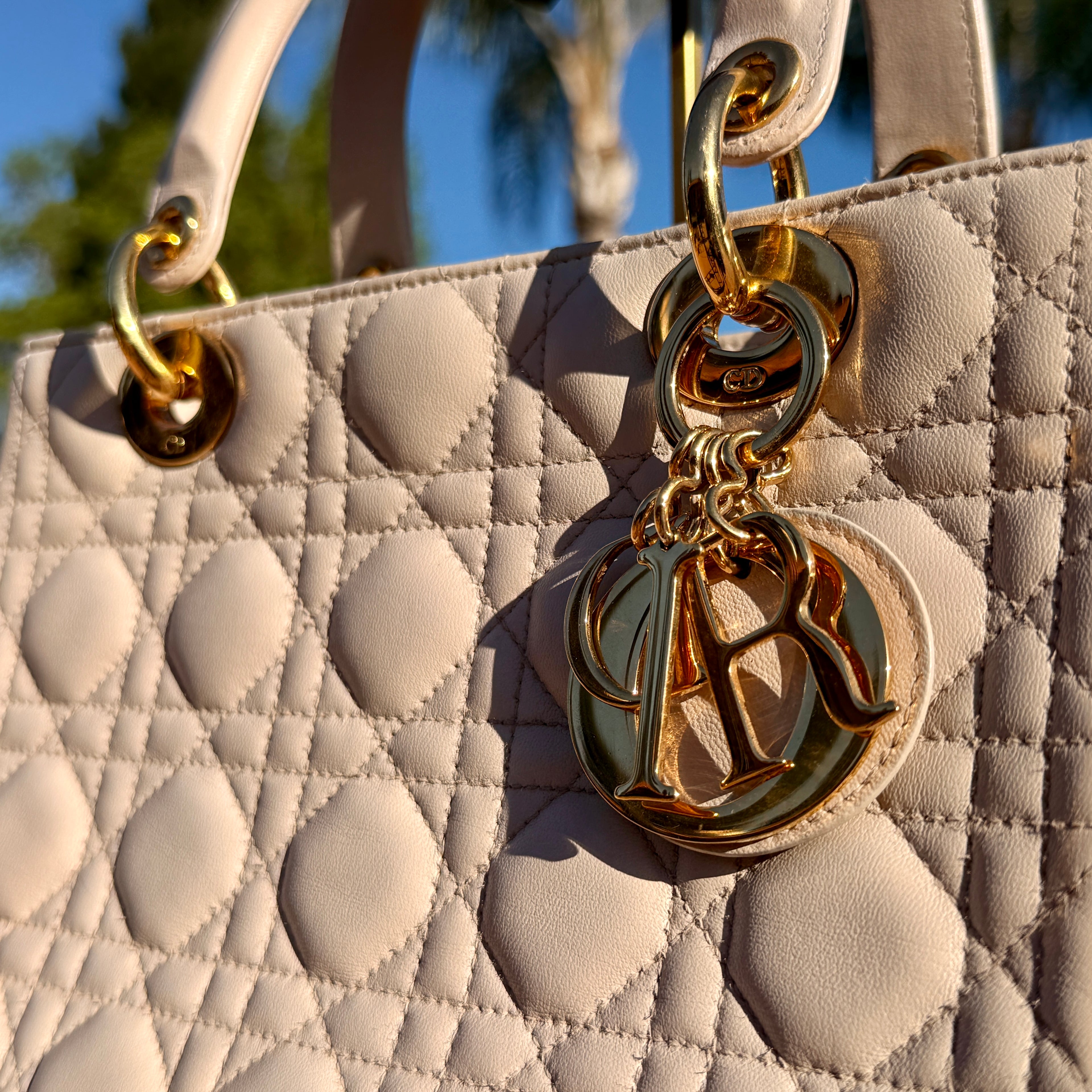 Christian Dior Crossbody Lady Dior Medium with Gold Hardware