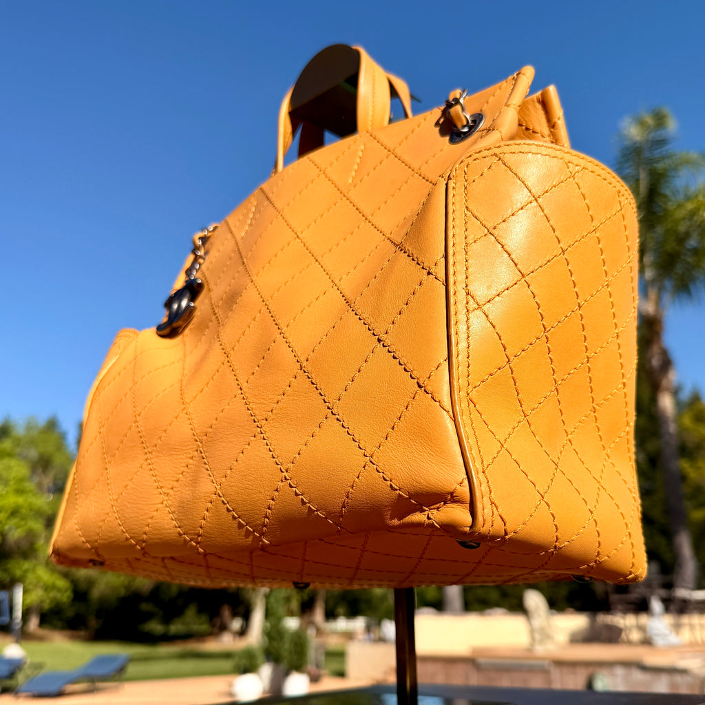 Chanel Quilted Calfskin Leather Stitched CC Pocket Tote Bag